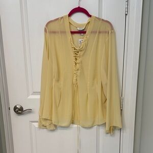Elegant Yellow Lace-Up Women's Top